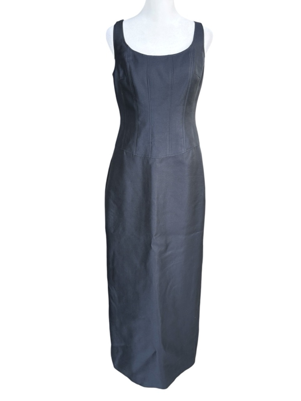 Rickie Freeman for Teri Jon Structured Corset Top Formal Maxi Dress Navy Grey 4